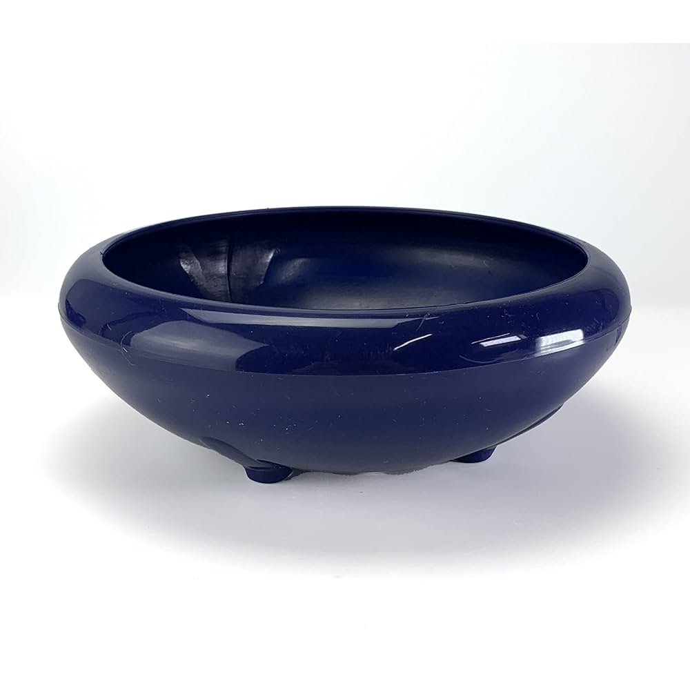 鉢　盆栽鉢 Amazon.co.jp: 盆栽妙 プラ鉢 8号 鉄鉢 青 幅24.9cm×高さ7.9cm